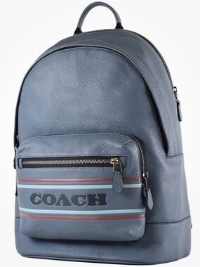 Coach west backpack refined pebble leather blue comfort carry
